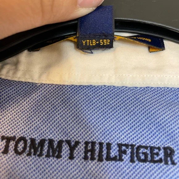 Tommy Hilfiger Men's Blue Gingham Button Down Shirt Size 16 1/2 34-35 Cotton - Picture 4 of 9